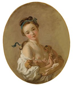 Menina segurando dois cachorrinhos, c.1770 de Jean Honore Fragonard