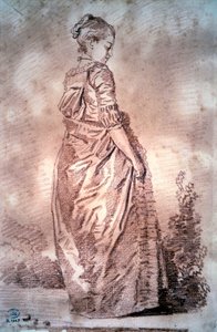 Mulher jovem caminhando tirando sangue de Jean Honoré Fragonard de Jean Honore Fragonard