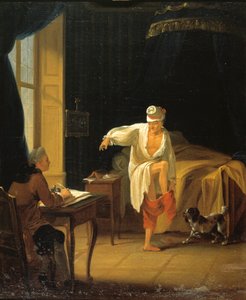 Voltaire levantando-se em Ferney, ca 1772.