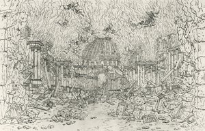 Destruição do edifício, esboço de Jean Berain (1640-1711), para Armide, de Jean-Baptiste Lully (1632-1687), França