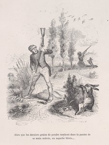 Quando os últimos grãos de pó caem na palma da sua mão negra, uma lebre soberba... fr..., 1843. de Jean Ignace Isidore Gérard