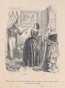 Como a nova Actéon, surpreendi Diana, não no banho, mas com um traficante no banheiro. ..., 1843 de Jean Ignace Isidore Gérard