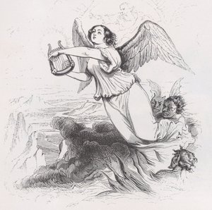 O anjo exilado de The Complete Works of Béranger, 1836. de Jean Ignace Isidore Gérard
