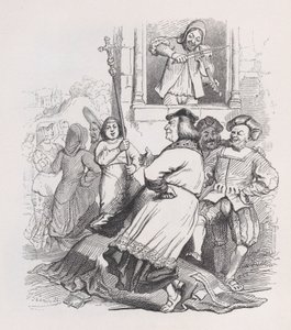 O Violinista de Meudon de The Complete Works of Béranger, 1836. de Jean Ignace Isidore Gérard