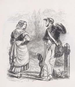 O caçador e a leiteira de The Complete Works of Béranger, 1836. de Jean Ignace Isidore Gérard