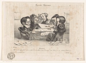 Caricatura de censores franceses Censores (título no objeto) Parisiens Picturesques (título da série no objeto) de Jean Ignace Isidore Gérard Grandville