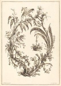 Ornamento com guarda-sol e cesta de suspensão.