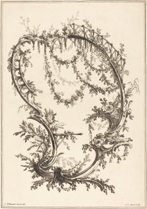 Ornamento com um suporte e um corrimão.