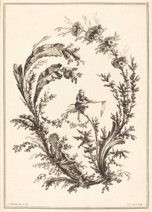Ornamento com um macaco de Jean Jacques Avril I after Jean Baptiste Pillement