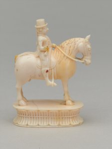Cavaleiro branco, peça de xadrez, Índia, 1820 cerca