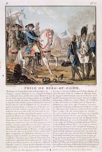 A tomada de Berg-op-Zoom, Holanda, 1747, gravado por Jean Baptiste Morret (fl.1790-1820), 1787
