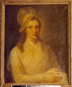 Retrato de Marie Anne Charlotte Corday (1768-1793) Pintura de Jean Jacques Hauer (1751-1829) 1793. Dim 0,61 x 0,47 m. Versailles, Museu Chateau