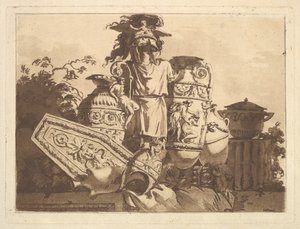 Composição com antiguidades, de Recueil de Compositions par Lagrenée Le Jeune Colle..., 1782-84.
