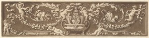 Friso ornamental com putti, folhas de acanto e guirlandas de frutas, de Recueil de Diff..., 1784.