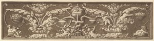 Friso ornamental com putti e cobras entrelaçadas, de Recueil de Différentes Compositi..., 1784.