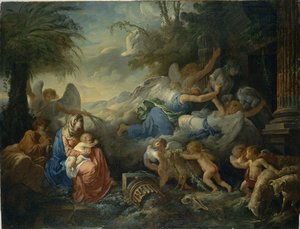 A Queda dos Ídolos e o Descanso na Fuga para o Egito, ca 1775.
