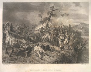 Batalha entre tropas russas e cavalaria francesa perto de Ostrovno 25-26 de julho de 1812 de Jean Jacques Outhwaite