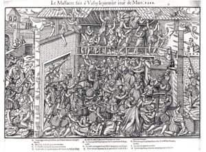 O Massacre da População Protestante pelas Tropas do Duque de Guise em Wassy-sur-Blaise, 1º de março de 1562, gravado por Jacques Tortorel (1568-92) de Jean Jacques Perrissin