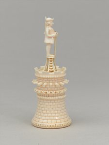 Torre branca, peça de xadrez, Índia, 1820 por volta de de Jean Jacques Scherrer