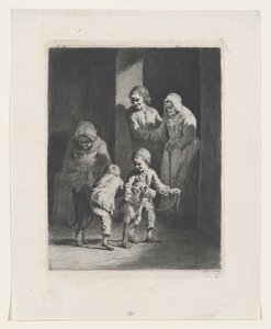Crianças brincando com um cachorro, 1789. de Jean Jacques de Boissieu