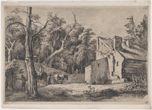 Entrada para a Floresta de Brie com Chalé à Direita, 1772. de Jean Jacques de Boissieu
