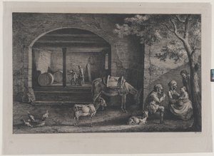 Interior de uma quinta em Saint-Jean-de-Touslas, 1793. de Jean Jacques de Boissieu