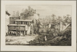 Paisagem com cavaleiro e ferreiro de Jean Jacques de Boissieu