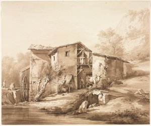 Paisagem com Watermill, c, 1790. de Jean Jacques de Boissieu