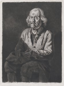 Mendigo sentado: Retrato de Old Girard, um camponês de Chasselay, 1772. de Jean Jacques de Boissieu