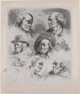 Estudo de oito cabeças, 1795. de Jean Jacques de Boissieu