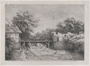 O Moinho de Água, depois de uma pintura de Ruisdaël, 1782.