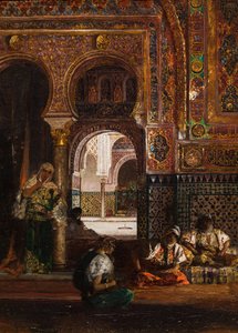 Cena de harém, cinco mulheres, cerca de 1880 (óleo sobre tela) de Jean Joseph Benjamin Constant