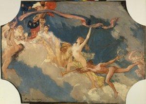 Esboço do salão de banquetes do Hôtel de Ville de Paris: a cidade de Paris convida o mundo para as suas festas de Jean Joseph Benjamin Constant