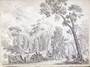 Colheita de cravo-da-índia em La Reunion, início do século XIX de Jean Joseph Patu de Rosemont