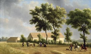 Paisagem em Île-de-France com colheitadeiras, 1802