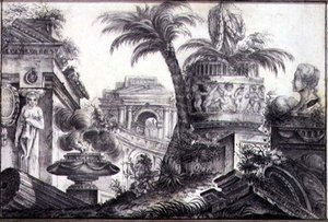 An Architectural Fantasy, c.1760 (carvão e lápis sobre papel)