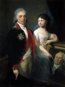 Retrato do autor e estadista Ivan M. Muravyev-Apostol com a Filha (Retrato do autor e estadista Ivan M. Muravyev-Apostol com a Filha) - Pintura de Jean Laurent Monnier (1743 ou 1746-1808), óleo sobre tela