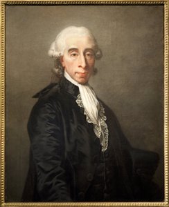 Retrato de Jean Sylvain Bailly (1736-1793), cientista francês, político, eleito primeiro presidente da câmara da cidade de Paris a 15 de Julho de 1789 durante a Revolução Francesa, Guillotine sous la Terreur. Pintura a óleo sobre tela por Jean Laurent Mosn