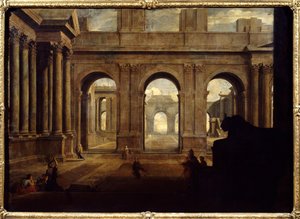 Vista de um Palácio Imaginário Pintura de Jean Lemaire (1598-1659) Paris do século XVII, Museu do Louvre.