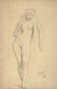 Omphale, c.1887 (grafite sobre papel) de Jean Leon Gerome