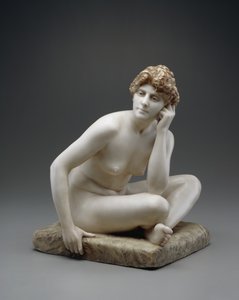 Mulher sentada, c.1890/95 (mármore com cera original e policromia) de Jean Leon Gerome
