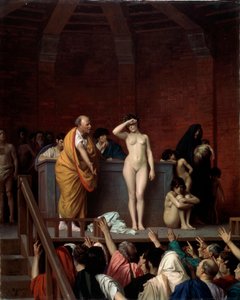 O mercado de escravos em Roma, c1883-c1884 de Jean Leon Gerome