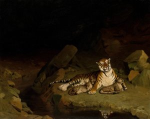 Tigre e filhotes, ca. 1884 de Jean Leon Gerome