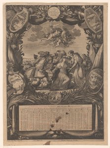Calendário para 1659: Alegoria sobre a submissão de Flandres a Luís XIV Calendário para 1659: Alegoria da rendição de Flandres a Luís XIV Almanach, pour l