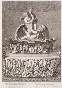 Fonte com dois cupidos e um cisne, projetado por Jean-Baptiste Tuby, em Versalhes, 1677 de Jean Lepautre