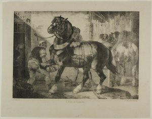 Um ferrador francês, placa 12 de Vários temas desenhados a partir da vida na pedra de Jean Louis André Théodore Géricault