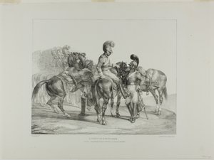 A Party of Life Guards, plate 5 from Various Subjects Drawn from Life and on Stone (The English Suite) de Jean Louis André Théodore Géricault