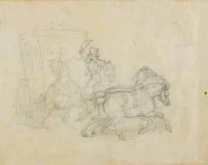 Uma diligência puxada por cinco cavalos de Jean Louis André Théodore Géricault