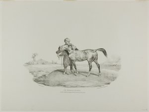 Um Cavalo Árabe, placa 8 de Vários Objectos Desenhados da Vida e em Pedra (A Suite Inglesa) de Jean Louis André Théodore Géricault