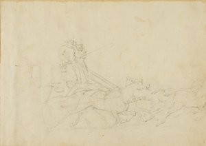 Carruagem puxada por quatro cavalos a galope de Jean Louis André Théodore Géricault